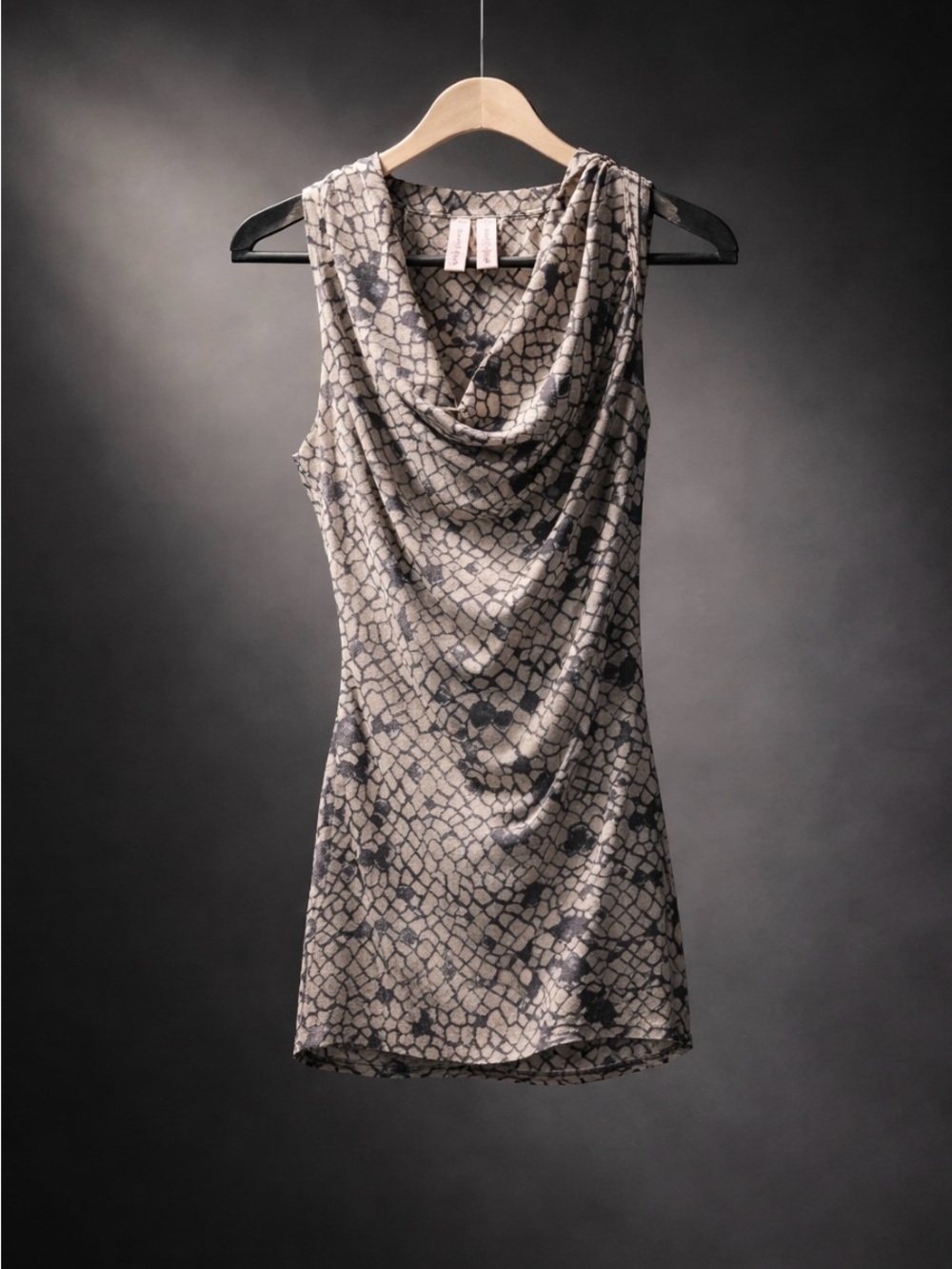 Sweet Pea Sleeveless Cowl Neck Mini Dress - Gray/Black